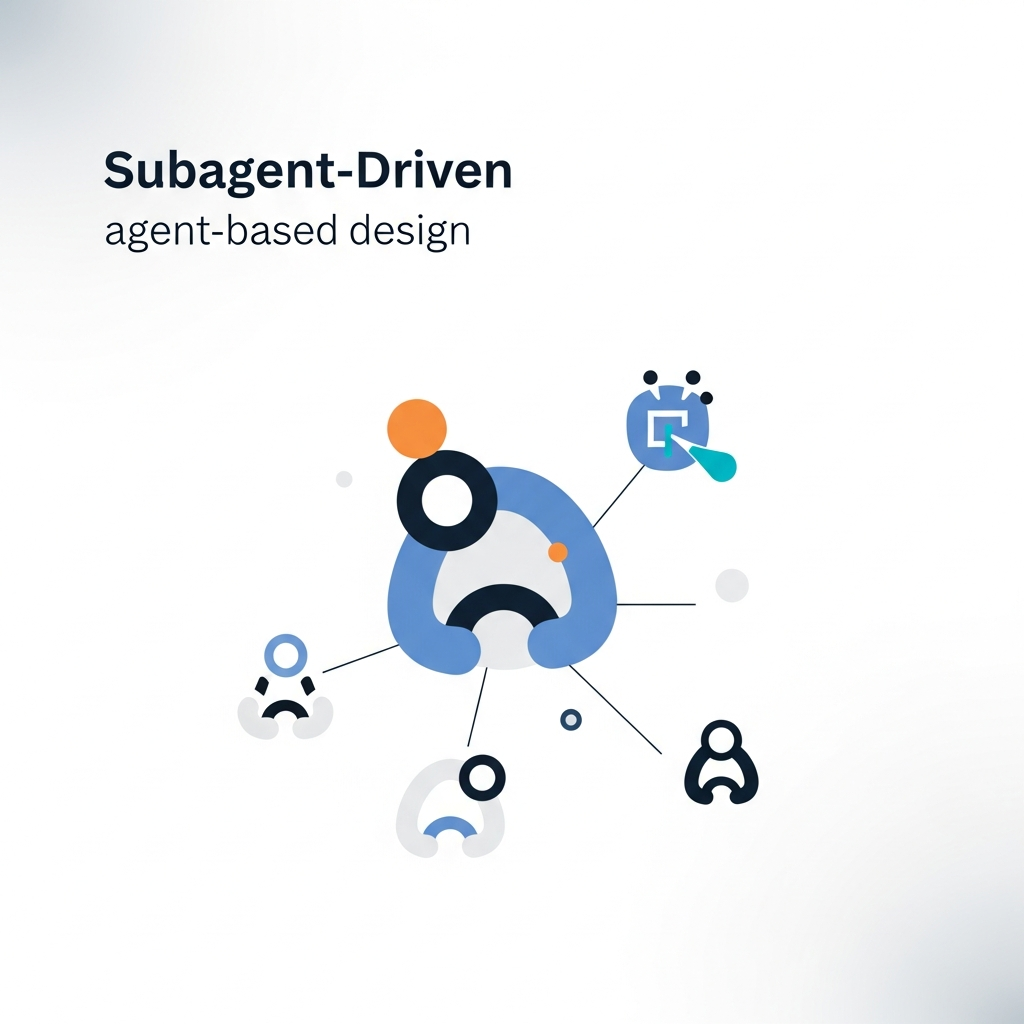Subagent-Driven 아키텍처에서 중앙 에이전트가 여러 서브에이전트와 연결되어 작업을 분산 처리하는 구조를 표현한 개념 다이어그램
