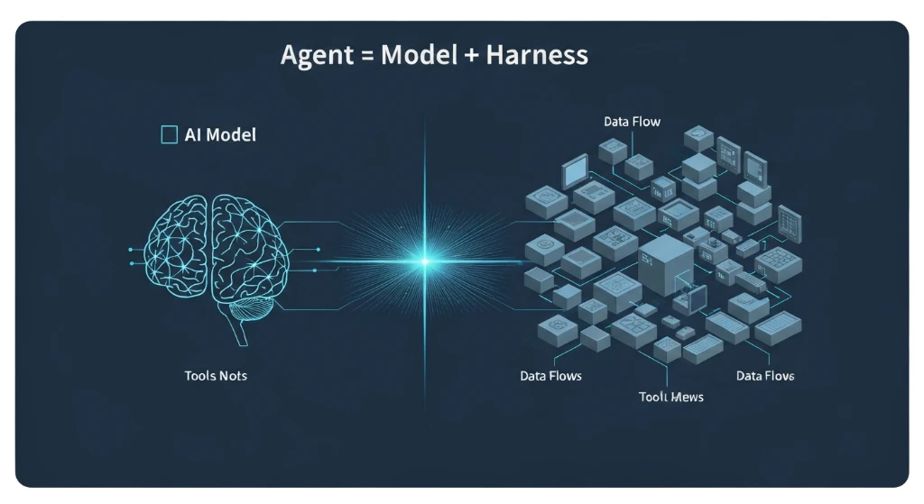 'Agent = Model + Harness' 공식을 시각적으로 설명하는 이미지