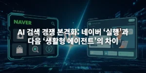 AI 검색 경쟁을 상징하는 네이버와 다음의 미래지향적 인터페이스 대결