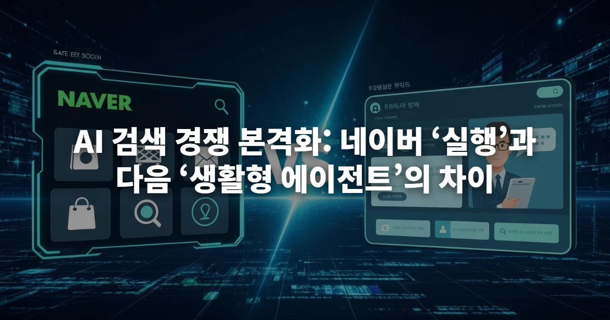AI 검색 경쟁을 상징하는 네이버와 다음의 미래지향적 인터페이스 대결