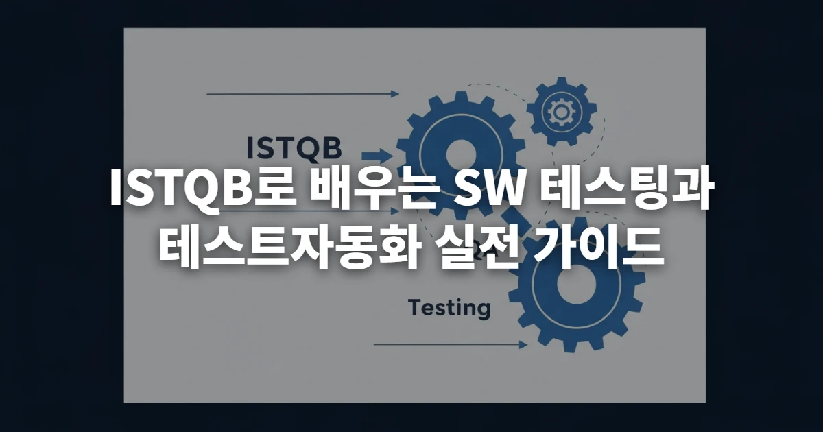 ISTQB로 배우는 SW 테스팅과 테스트자동화 실전 가이드 ISTQB, 소프트웨어 테스팅 및 테스트 자동화의 개념을 나타내는 현대적인 일러스트