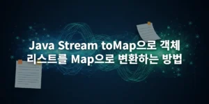 Java Stream toMap으로 객체 리스트를 Map으로 변환하는 과정을 추상적으로 시각화한 이미지