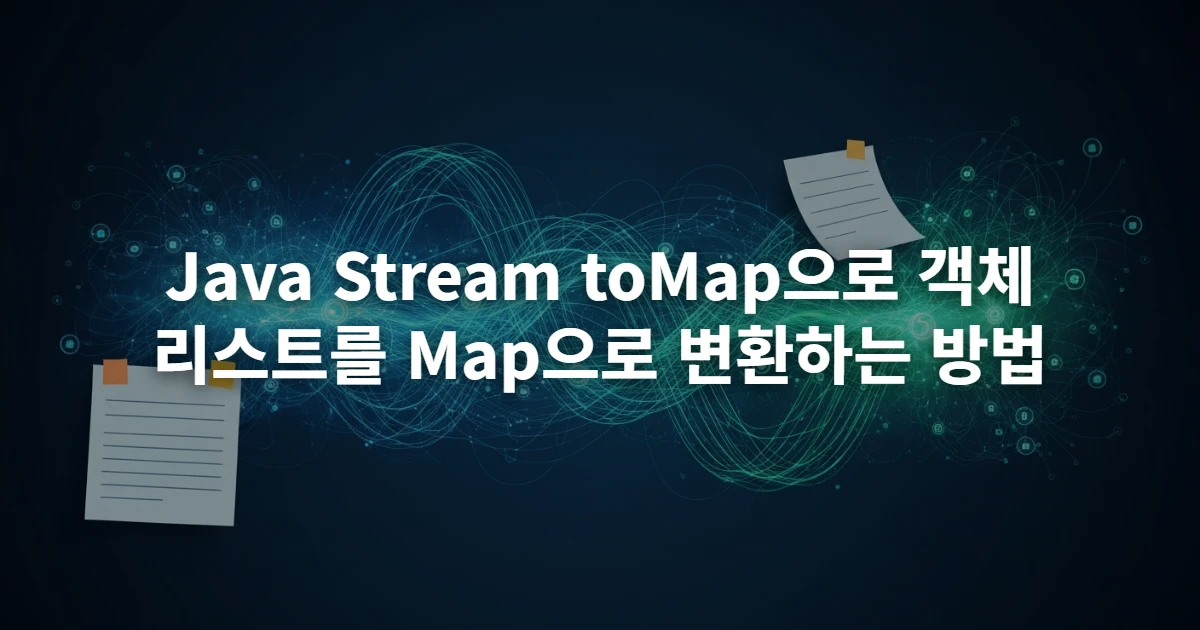 Java Stream toMap으로 객체 리스트를 Map으로 변환하는 과정을 추상적으로 시각화한 이미지
