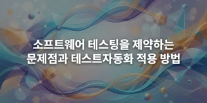 소프트웨어 테스팅의 복잡성과 해결 과정을 시각적으로 표현한 추상 배경 이미지