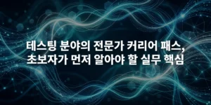 소프트웨어 테스팅 분야의 복잡하고 전문적인 커리어 패스를 상징하는 추상적인 이미지